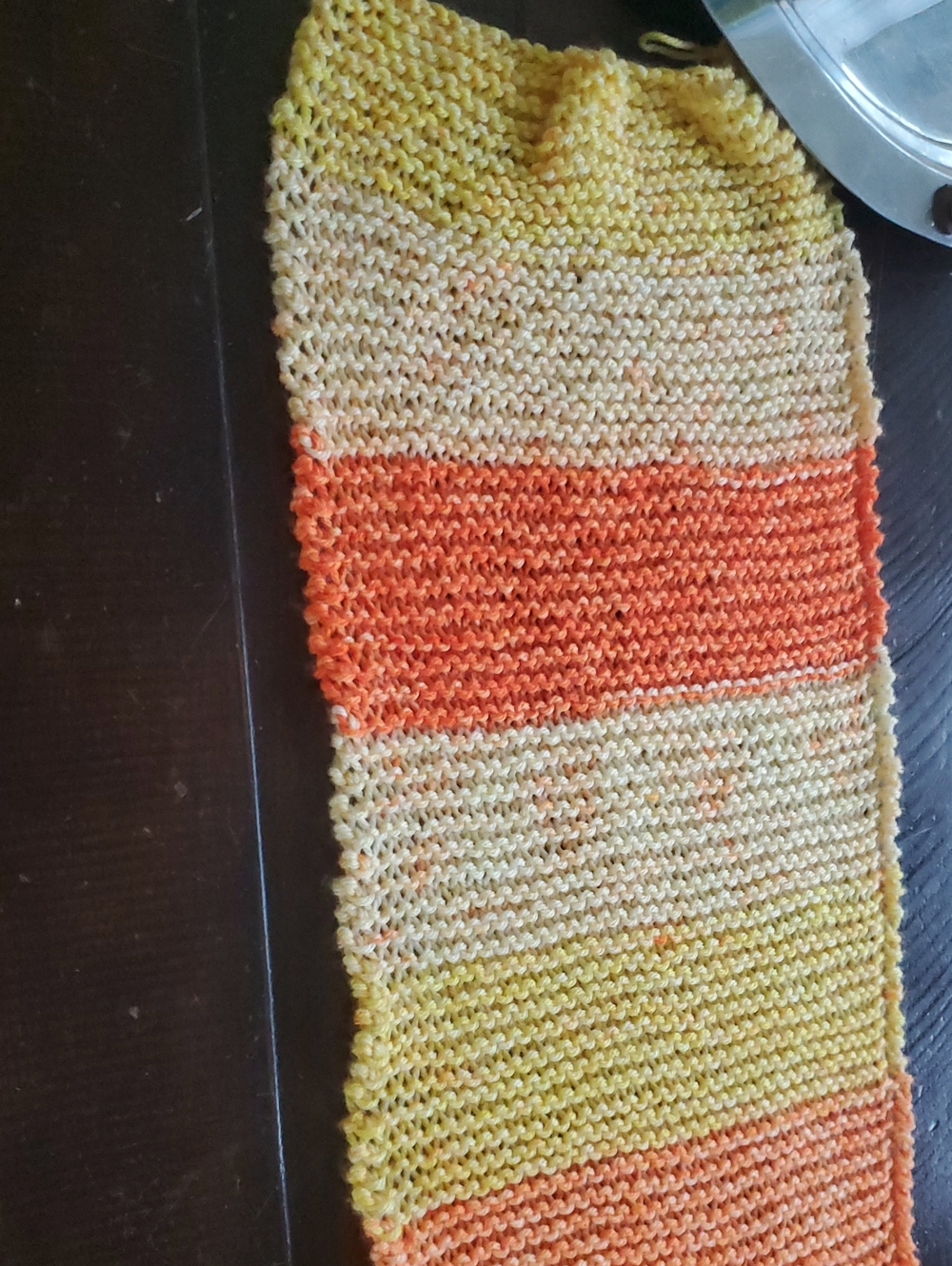 Handknit Striped Computer Desk Mat in Yellow and Orange